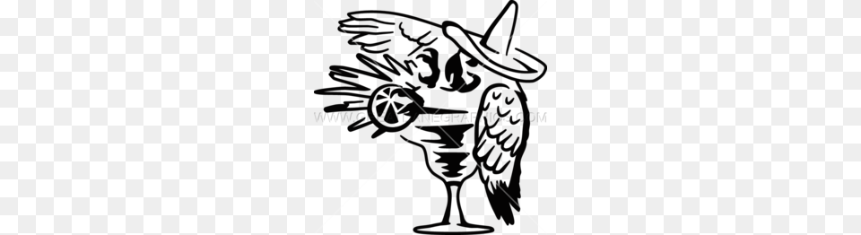 Download Parrot Drinking Margarita Black And White Clipart, Lighting, Bow, Weapon Png Image