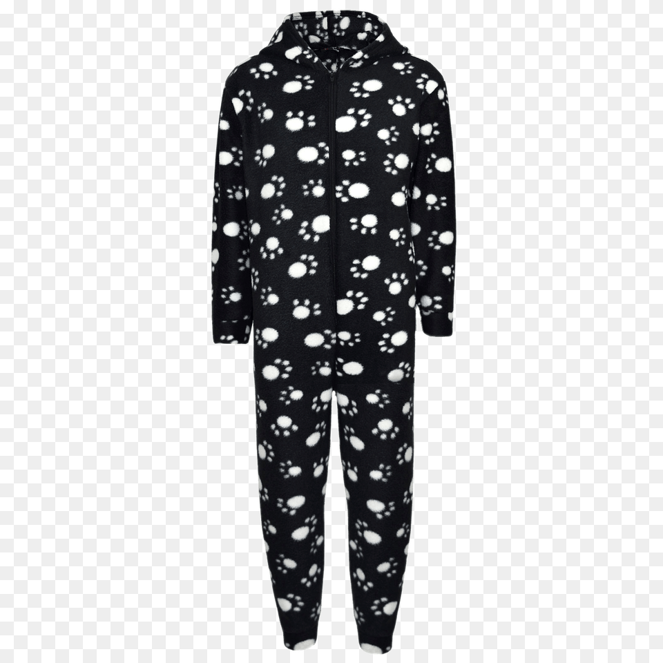 Download Paw Prints Black Onesie Pajamas, Clothing, Coat Png Image