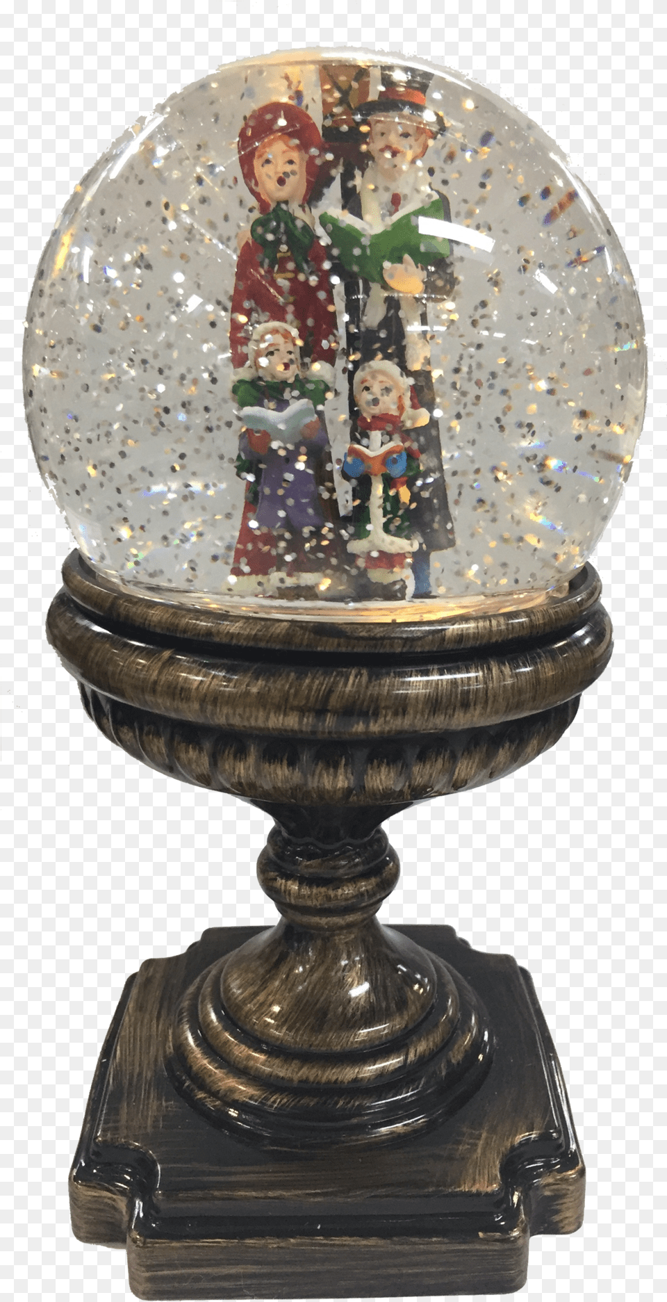 Download Pedestal Snow Globe Water Snow Globe With Black Stand, Pottery, Person, Jar, Face Png Image