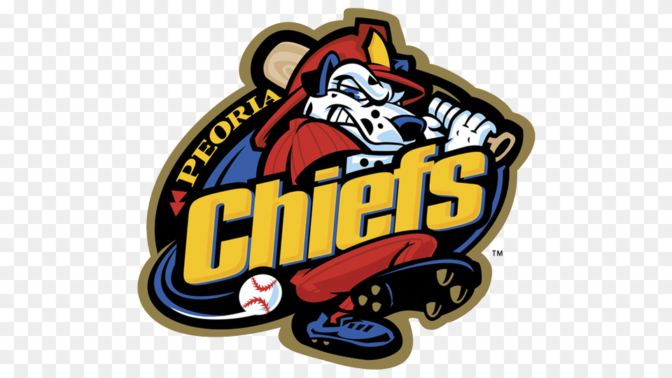 Download Peoria Chiefs Logo Peoria Chiefs Baseball Logo Peoria Chiefs Logo, Sticker, Bulldozer, Machine Png