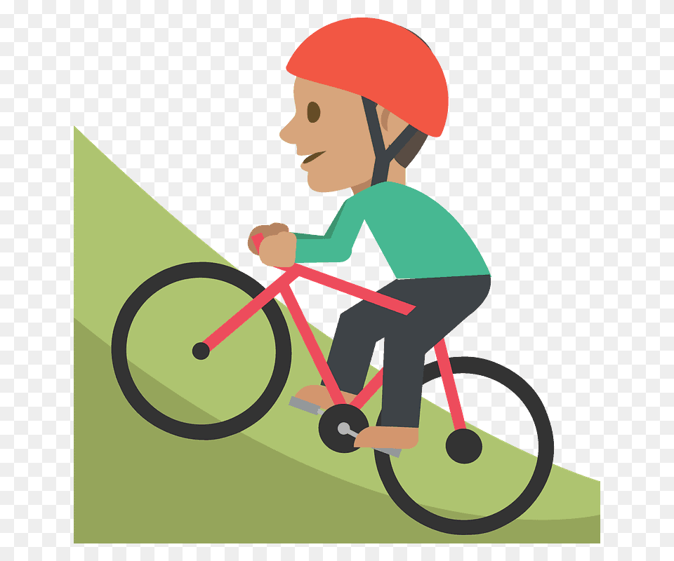 Person Mountain Biking Emoji Clipart Bike Emoji Persona En Bicicleta De Dibujo, Bicycle, Vehicle, Face, Head Free Png Download