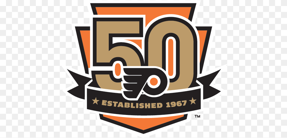 Download Philadelphia Flyers Logo Flyers 50th Anniversary Patch, Symbol, Bulldozer, Machine, Text Png