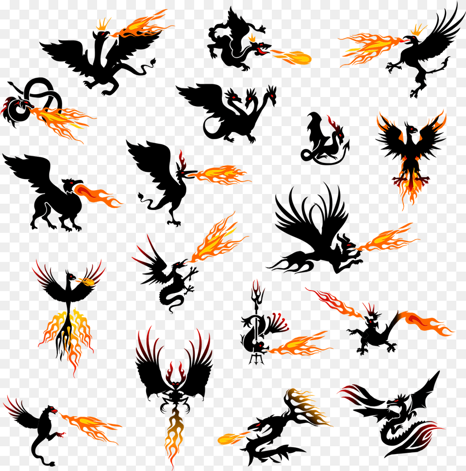 Phoenix Bird Fire Breathing Dragon Silhouette, Animal, Sea Life, Fish, Carp Free Png Download