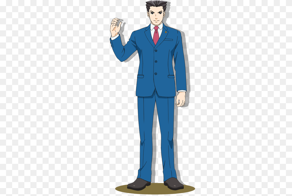 Download Phoenix Wright New Design Image With No Phoenix Wright Anime, Clothing, Suit, Formal Wear, Adult Free Transparent Png