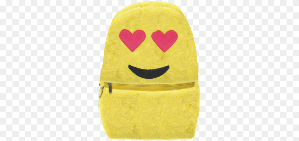 Download Picture Of Heart Eyes Emoji Furry Backpack Heart Smiley, Bag, Plush, Toy, Birthday Cake Free Transparent Png