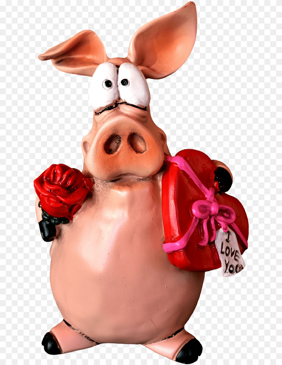 Download Pig Decorative Funny Love, Baby, Person, Figurine, Flower Free Transparent Png