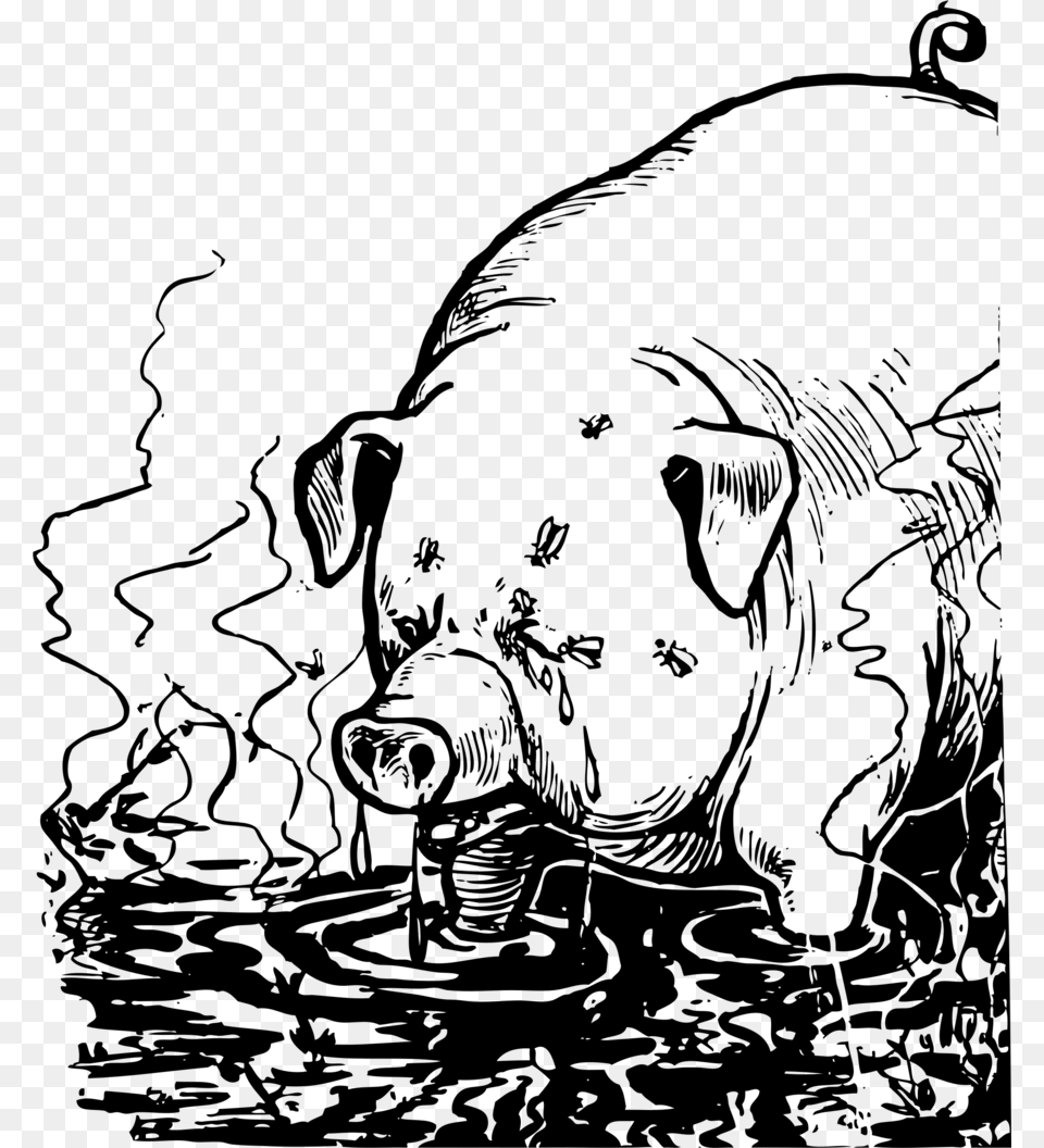 Pig Filthy Clipart Domestic Pig Clip Art White Black, Gray Free Png Download