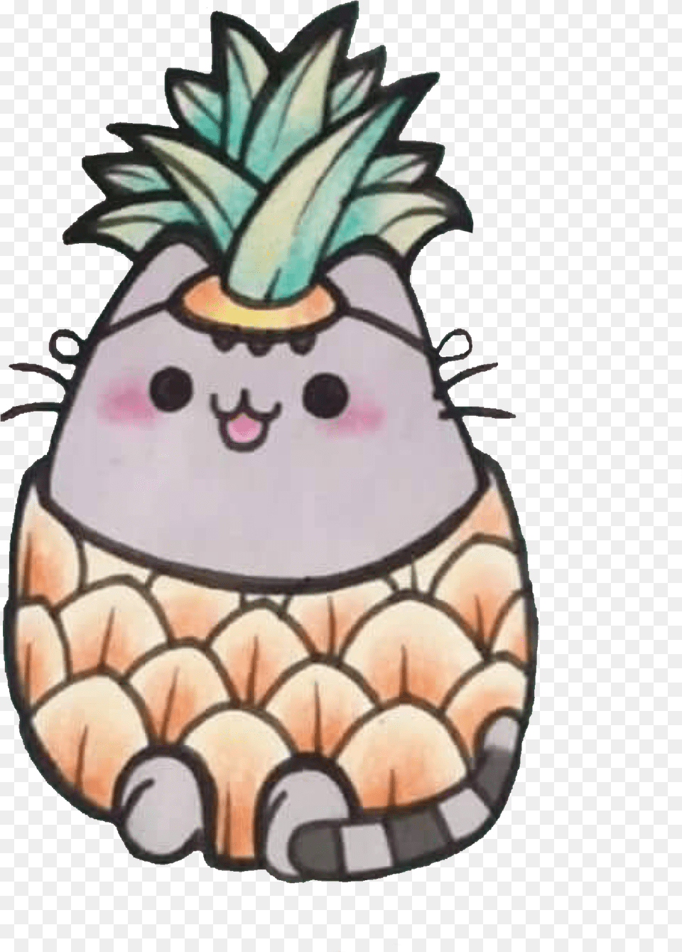 Download Pineapple Pusheen Cute Cat Kitty Kitten Costume Aww Kawaii Pusheen, Food, Fruit, Plant, Produce Free Transparent Png