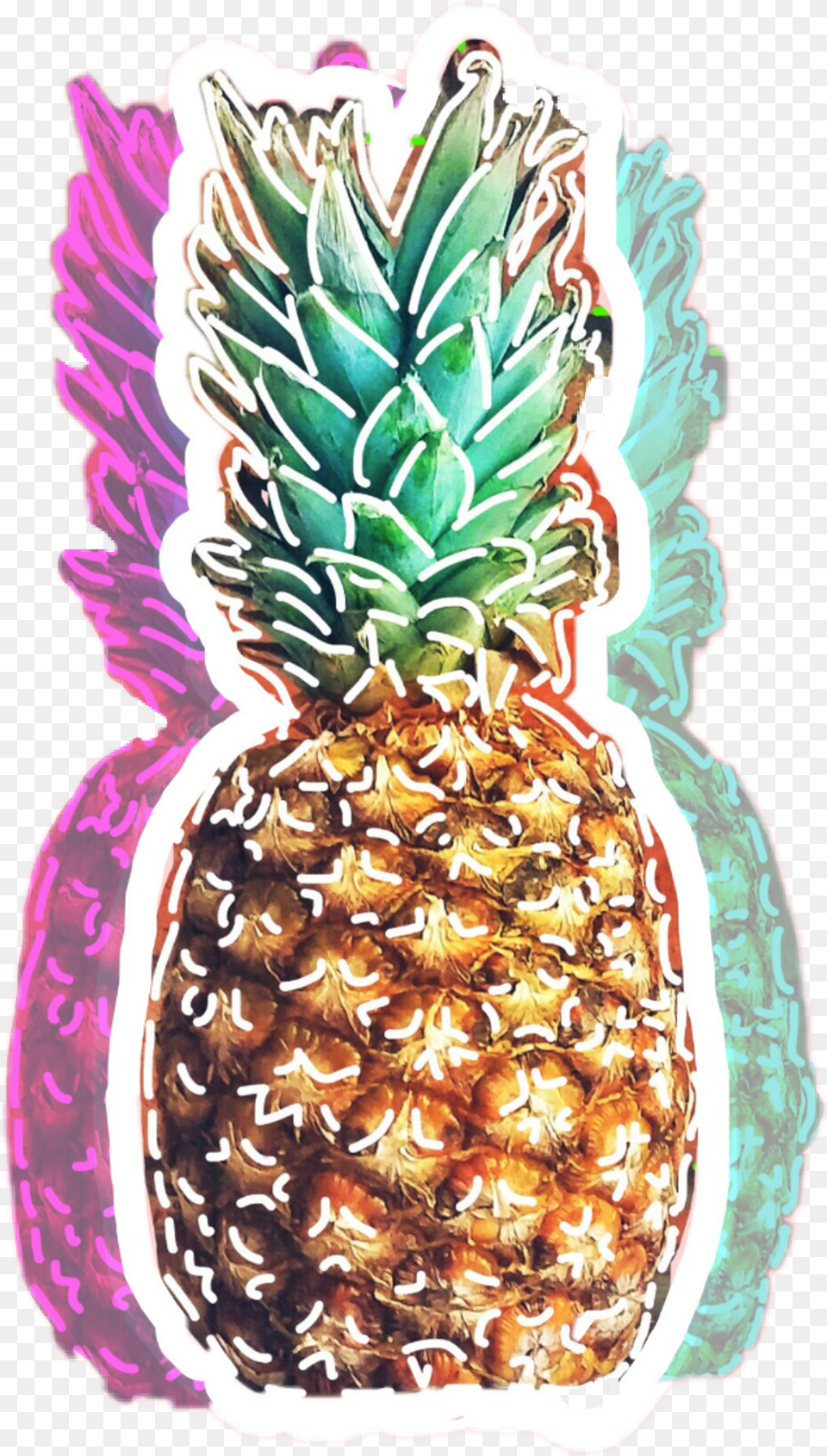 Pineapple Sticker Pineapple Full Size Image Transparent Pineapple Stickers, Food, Fruit, Plant, Produce Free Png Download