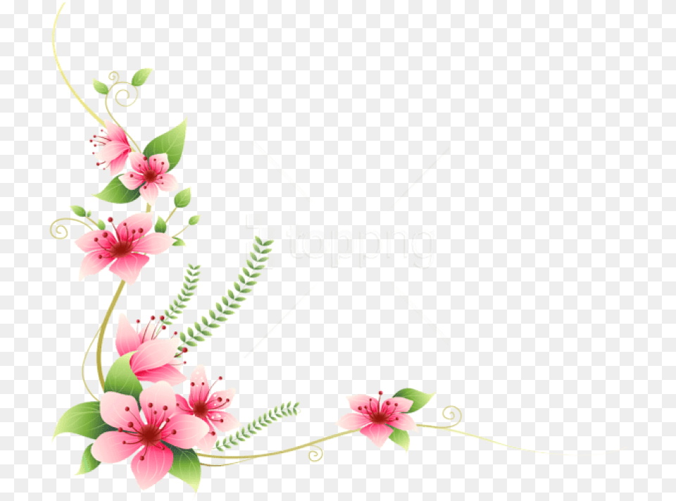 Download Pink Flowers Decoration Floral Vines With Butterflies, Art, Floral Design, Flower, Graphics Free Transparent Png