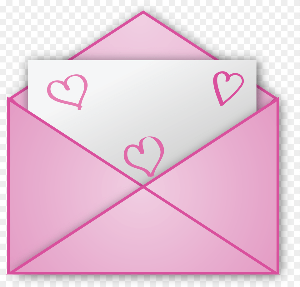 Pink Heart Picture Letter Valentine Valentine Letter, Envelope, Mail Free Png Download