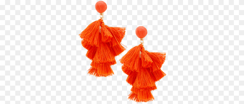 Download Pink Tassel Earrings Earring Full Size Orange Tassel Earrings, Art, Dancing, Leisure Activities, Person Free Png