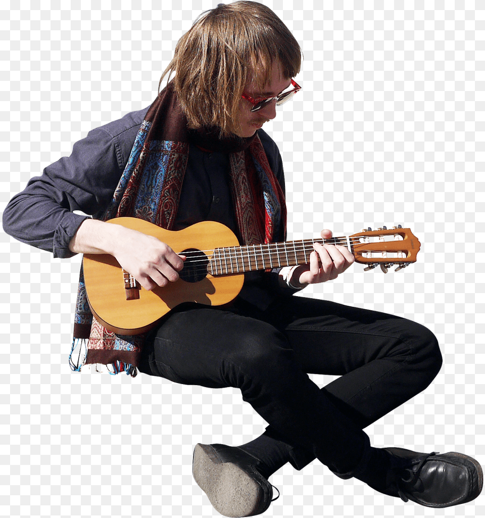Download Playing Sitting For People Play Guitar, Musical Instrument, Person, Leisure Activities, Performer Free Transparent Png