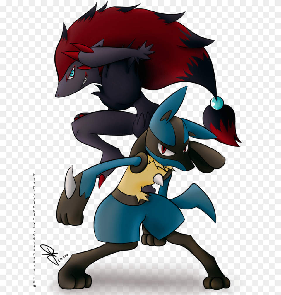 Download Pokemon Lucario Et Zoroark Zoroark And Lucario Pokemon, Baby, Book, Comics, Person Free Transparent Png