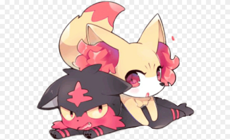 Download Pokemon Pokemonfire Litten Fennekin And Litten, Book, Comics, Publication, Baby Png Image