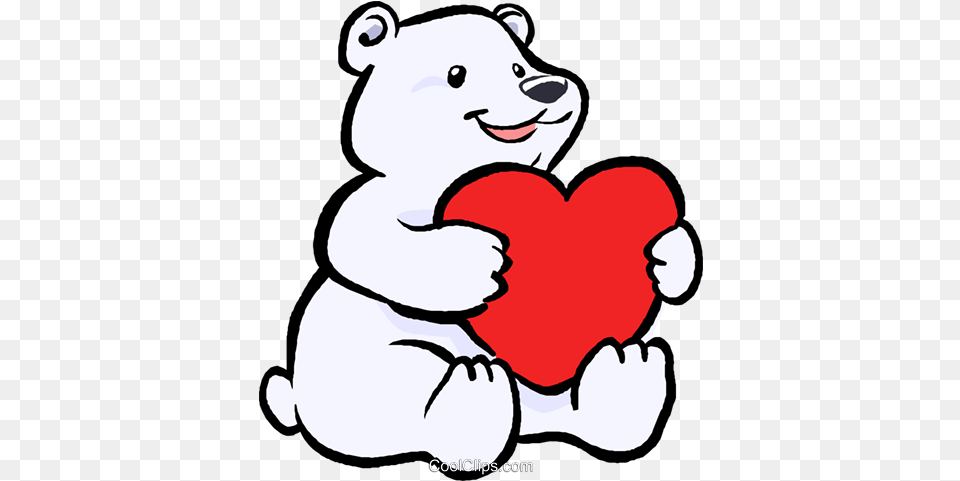 Polar Bear With A Heart Cartoon Bear Holding A Polar Bear Clip Art, Animal, Mammal, Wildlife, Baby Free Png Download