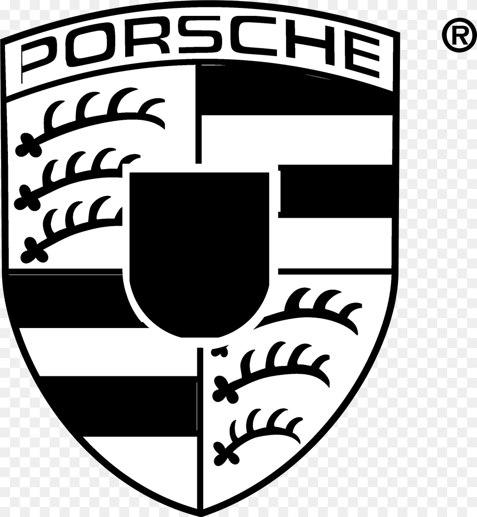 Download Porsche Logo Black And White Porsche Car Logo, Emblem, Symbol, Armor Png Image