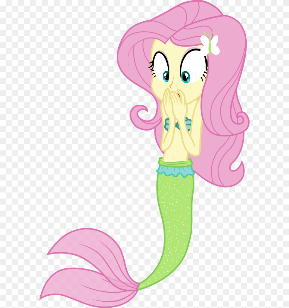 Download Printable Clipart And Coloring Pages Equestria Girls Fluttershy Mermaid, Art, Graphics, Publication, Comics Png Image