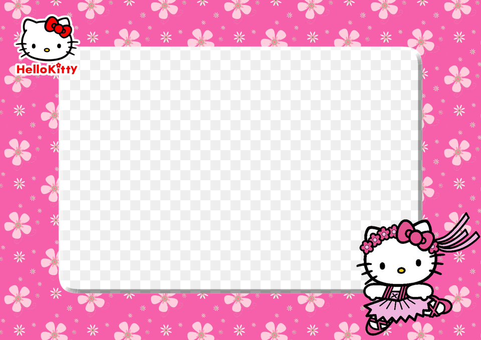 Printable Hello Kitty Pink Floral Barbie Frame, Sticker, Baby, Person, Face Free Png Download