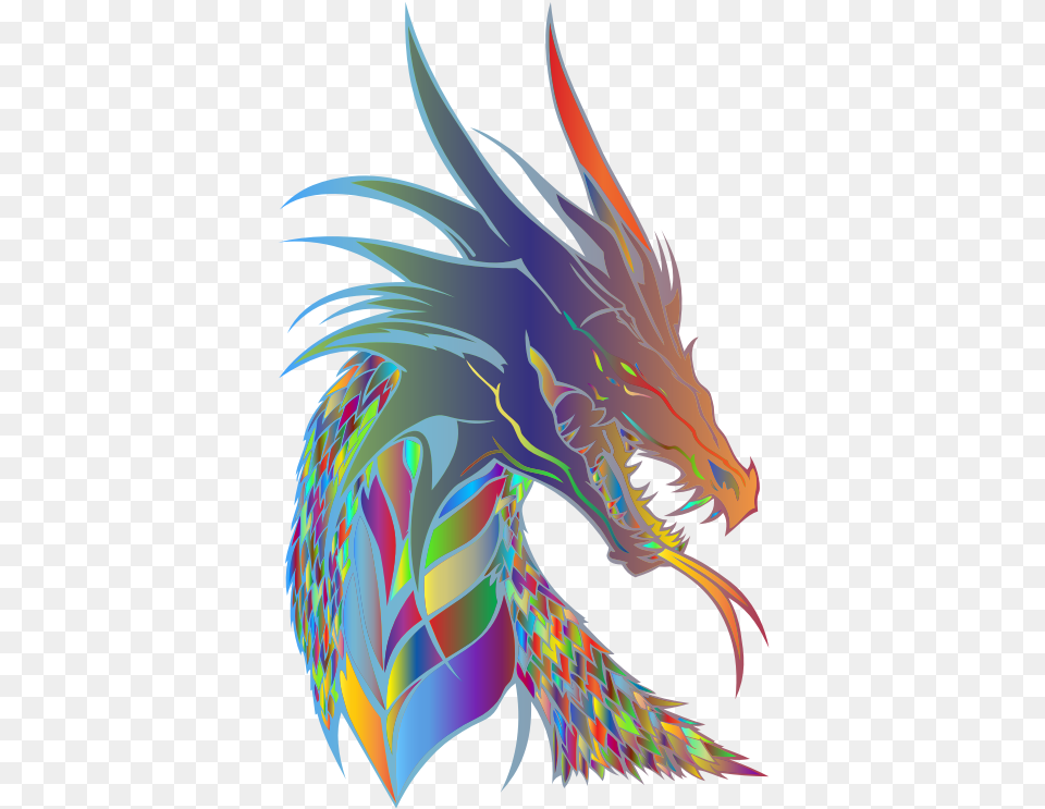 Download Prismatic Dragon Head Dragon Head, Pattern, Animal, Fish, Sea Life Free Png
