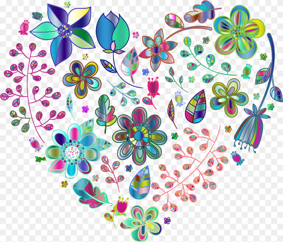 Download Psychedelic Lotus Flower Enhanced Icons Background Flower Heart, Art, Floral Design, Graphics, Pattern Free Transparent Png