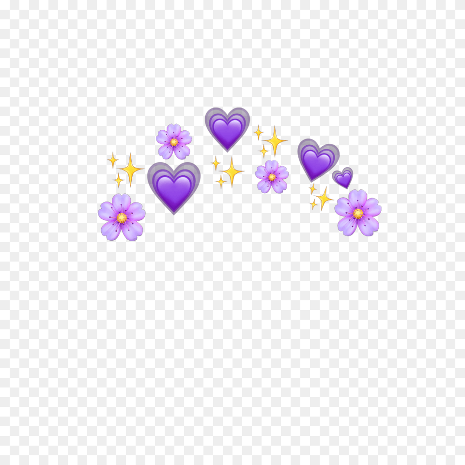 Download Purple Emoji Emojis Flowers Flower Hearts Emoji Flower Crown, Plant, Heart, Petal Free Transparent Png
