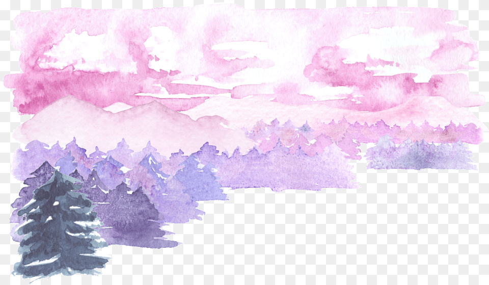 Download Purple Watercolor Illustration Transparent Watercolor Paint, Ice, Plant, Tree, Nature Png Image