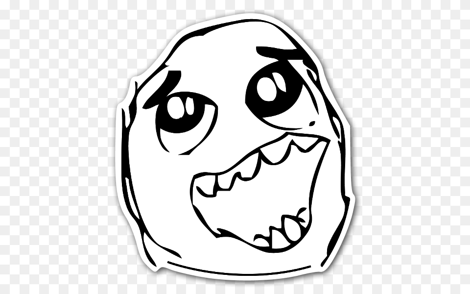 Download Rage Face Happy Daaah Sticker Happy Face Meme, Teeth, Person, Mouth, Body Part Png Image