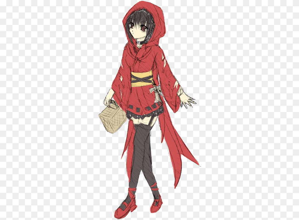 Download Red Hood Anime Girl Cape, Book, Comics, Publication, Clothing Free Transparent Png