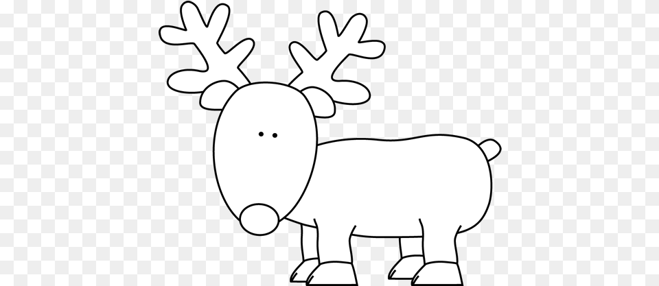 Download Reindeer Clipart Black And Black And White Reindeer, Stencil, Animal, Deer, Mammal Free Transparent Png
