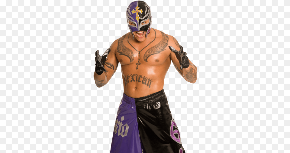 Download Rey Mysterio And Clipart Rey Mysterio White Screen, Tattoo, Skin, Person, Back Png Image