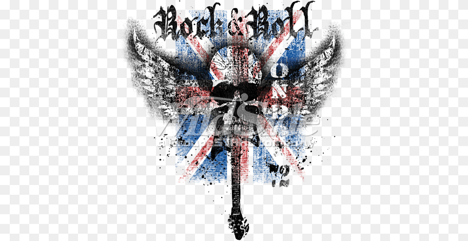 Download Rock N Roll Wing Skull Uk Flag Rock N Roll Rock Music, Advertisement, Poster, Art, Collage Free Png