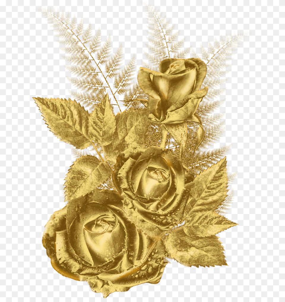 Download Rose Frame Flower Gold Hd Gold Flower Border, Plant, Pattern, Accessories, Art Free Transparent Png