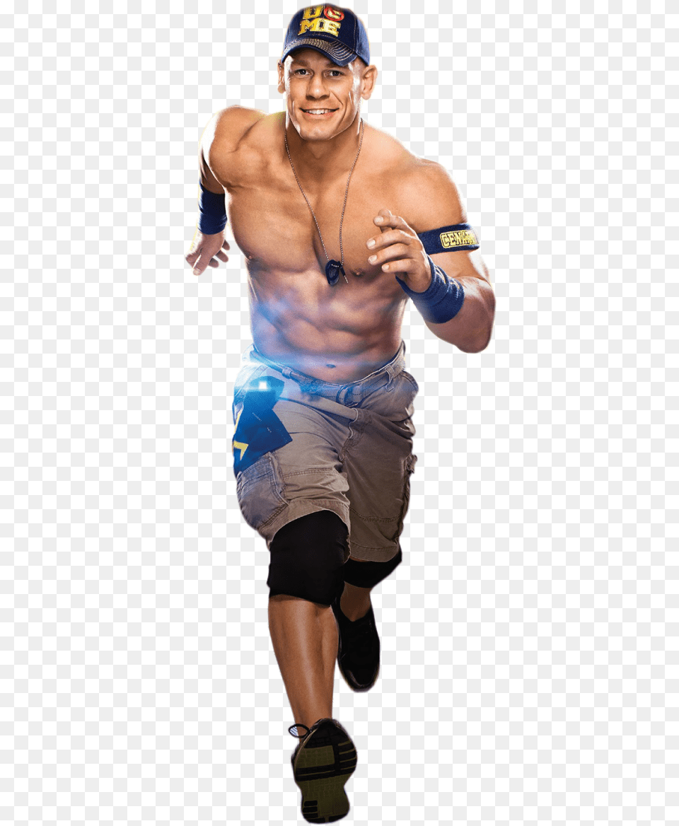 Download Running Clipart 376 John Cena Running Transparent Background, Shorts, Person, Hat, Hand Png Image