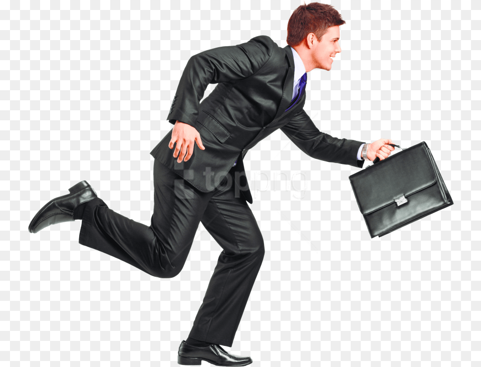 Download Running Man Images Background Running Businessman, Suit, Formal Wear, Clothing, Bag Png Image