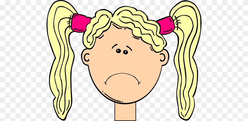 Download Sad Girl With Blonde Hair And Pigtails Clipart, Face, Head, Person, Baby Free Png