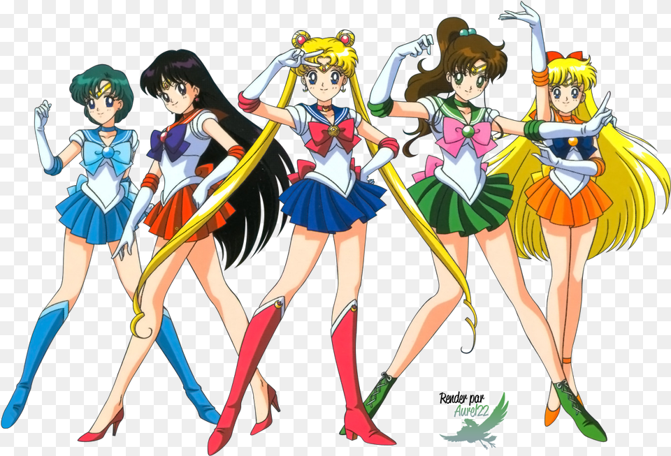 Download Sailor Moon Sailor Moon All Girls, Publication, Book, Comics, Adult Free Png