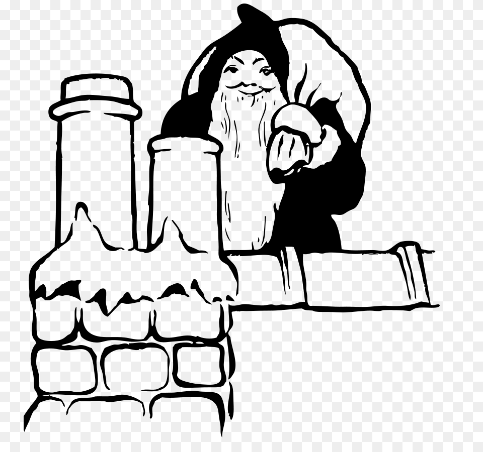 Download Santa On The Rooftop Clipart, Gray Free Png