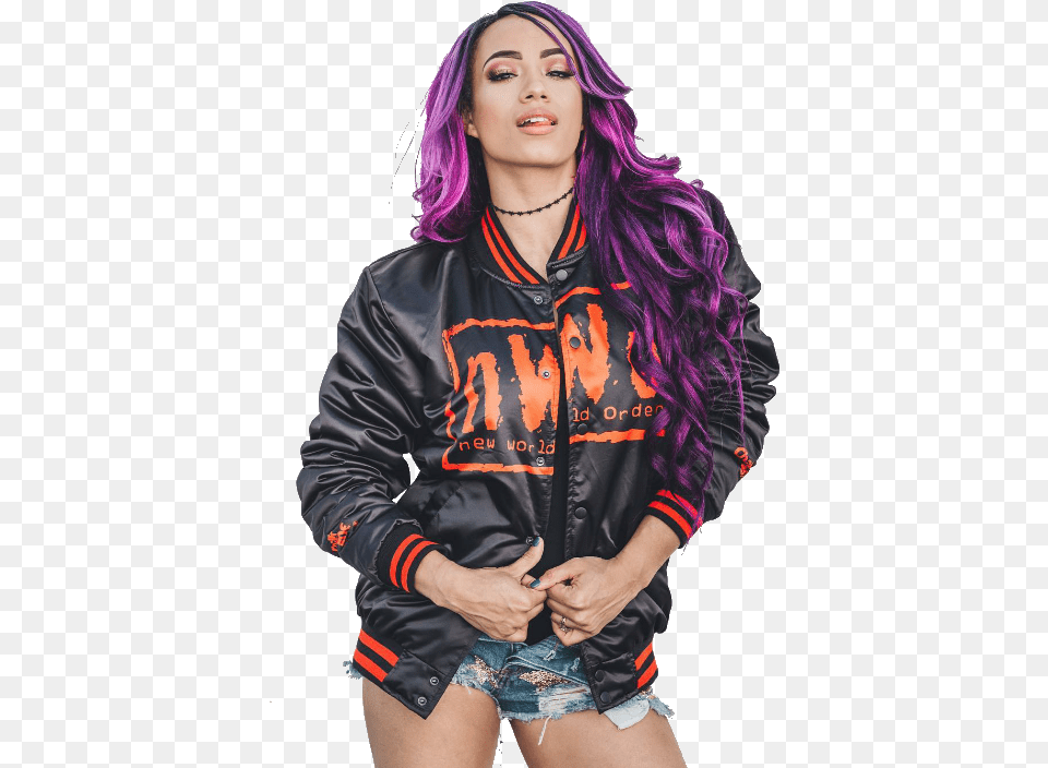 Download Sashabanks Sticker Sasha Banks Phone, Clothing, Coat, Jacket, Woman Png