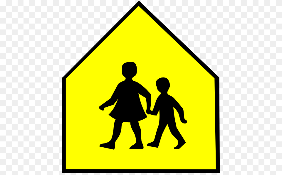 School Crossing Sign Vector Clipart School Zone Clip Art, Symbol, Boy, Child, Male Free Png Download