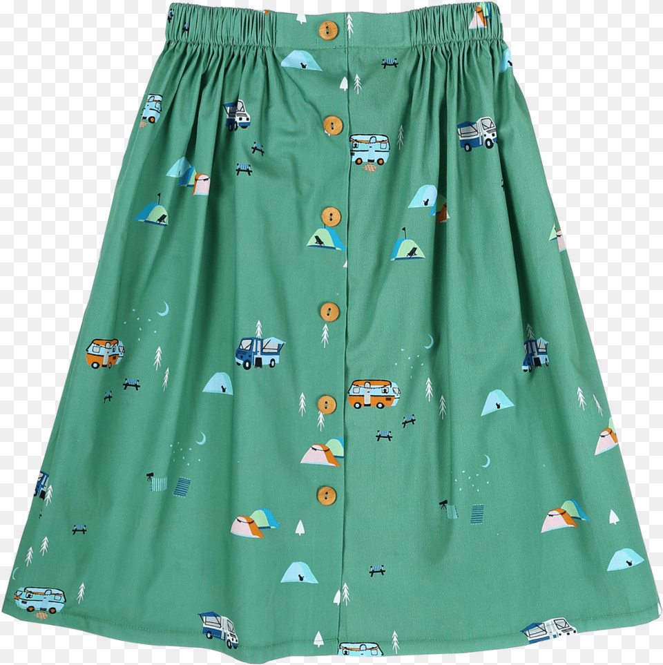 Download Sea Apple Campsite Green Button Down Midi Skirt Midi Skirt, Clothing, Car, Transportation, Vehicle Png Image