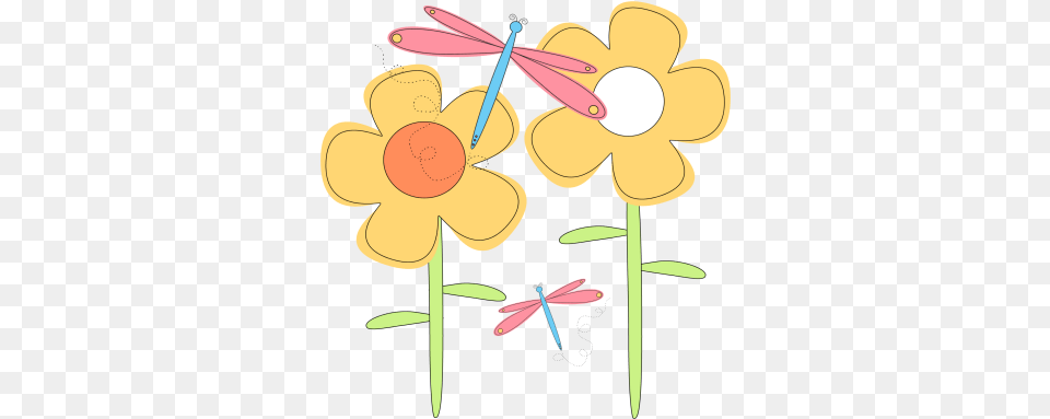 Download Season Clipart Spring Flower Dragonfly In The Cute Spring Flower Clipart, Plant, Animal, Insect, Invertebrate Free Png