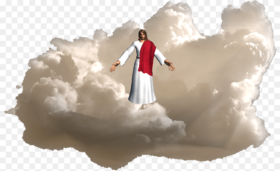 Download Seven Bible Christ Angel God Trumpets Jesus Hq God In Clouds Transparent, Adult, Sky, Person, Outdoors Png Image