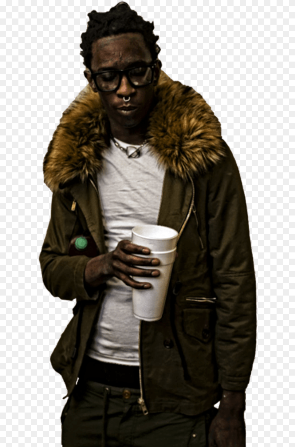 Download Share This Image Young Thug Background, Jacket, Clothing, Coat, Male Free Png