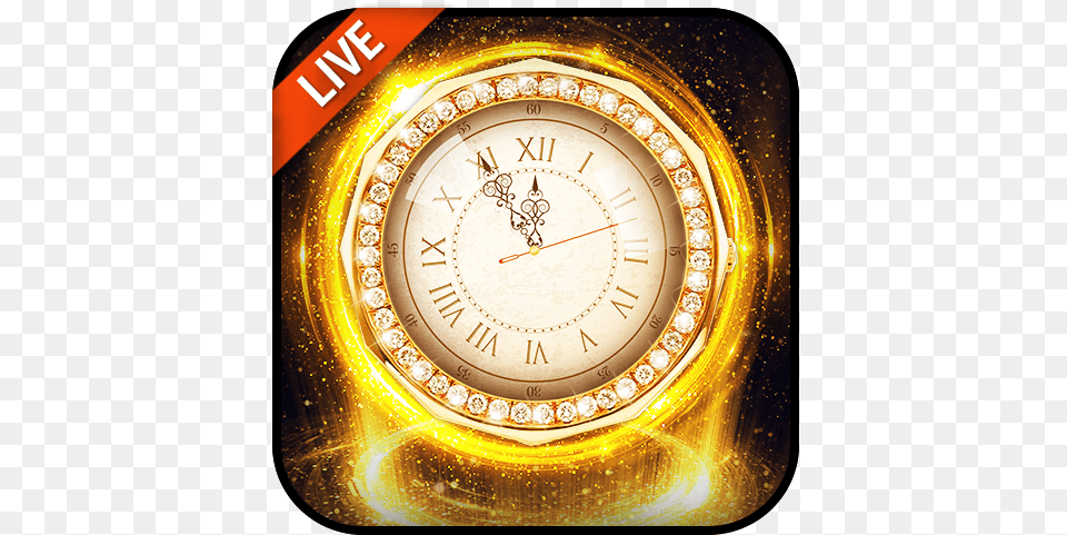 Download Shining Gold Clock Live Wallpaper Solid, Wristwatch, Analog Clock, Arm, Body Part Png