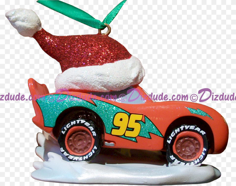 Download Side Of The Disney Pixar Cars Lightning Mcqueen Christmas Ornament, Wheel, Machine, Figurine, Food Png Image