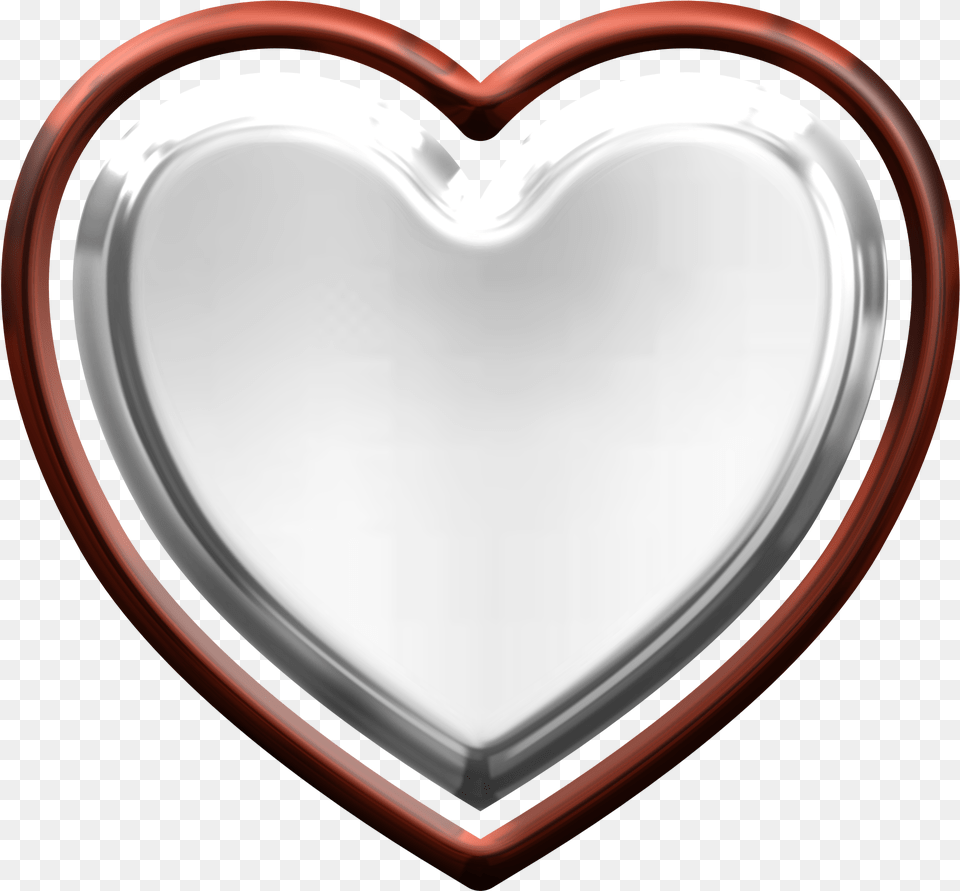 Download Silver Hearts Red Silver Heart Full Size Metal Heart, Plate Free Png