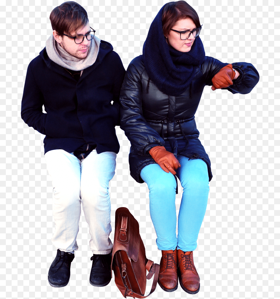 Sitting Image For People Cutout Sitting Winter, Jacket, Clothing, Coat, Glove Free Png Download