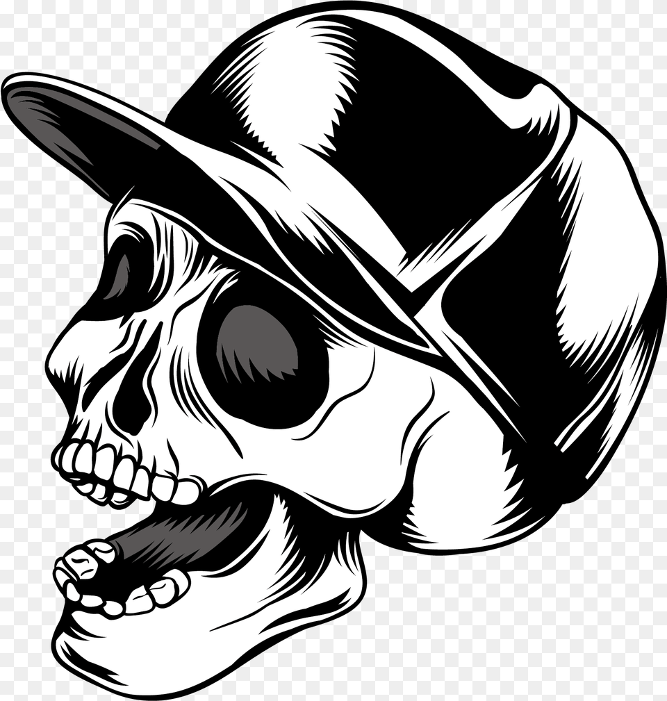 Download Skull Calavera Cap Euclidean Vector Baseball Transparent Skull Vector, Clothing, Hat, Stencil, Adult Png Image