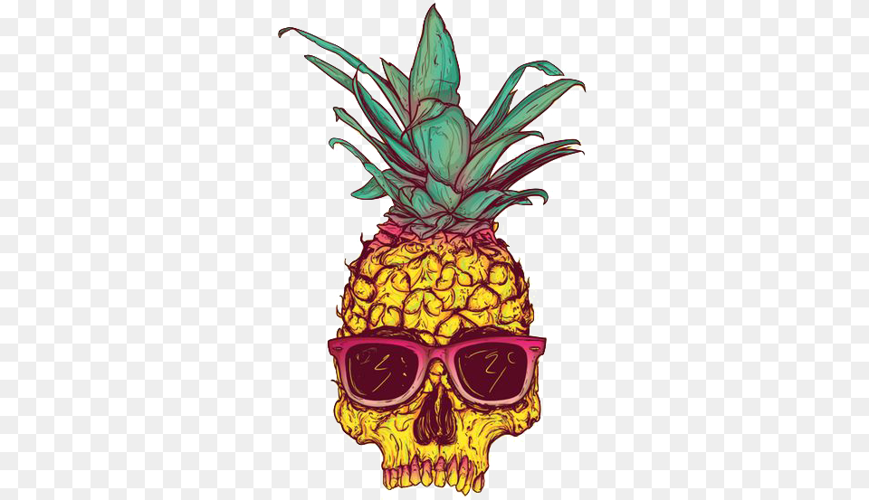 Download Skull Calavera Creative Tropical Fruit Pineapple Hipster Paintings, Food, Plant, Produce, Smoke Pipe Png